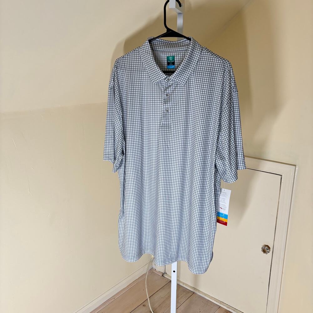 Pro Tour Golf NWT Men's Big & Tall Coolplay Blue Checked Polo Golf Shirt Size 2X